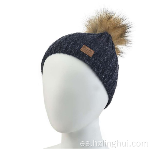 Beanie suave y cálida de moda de moda con hilo pom